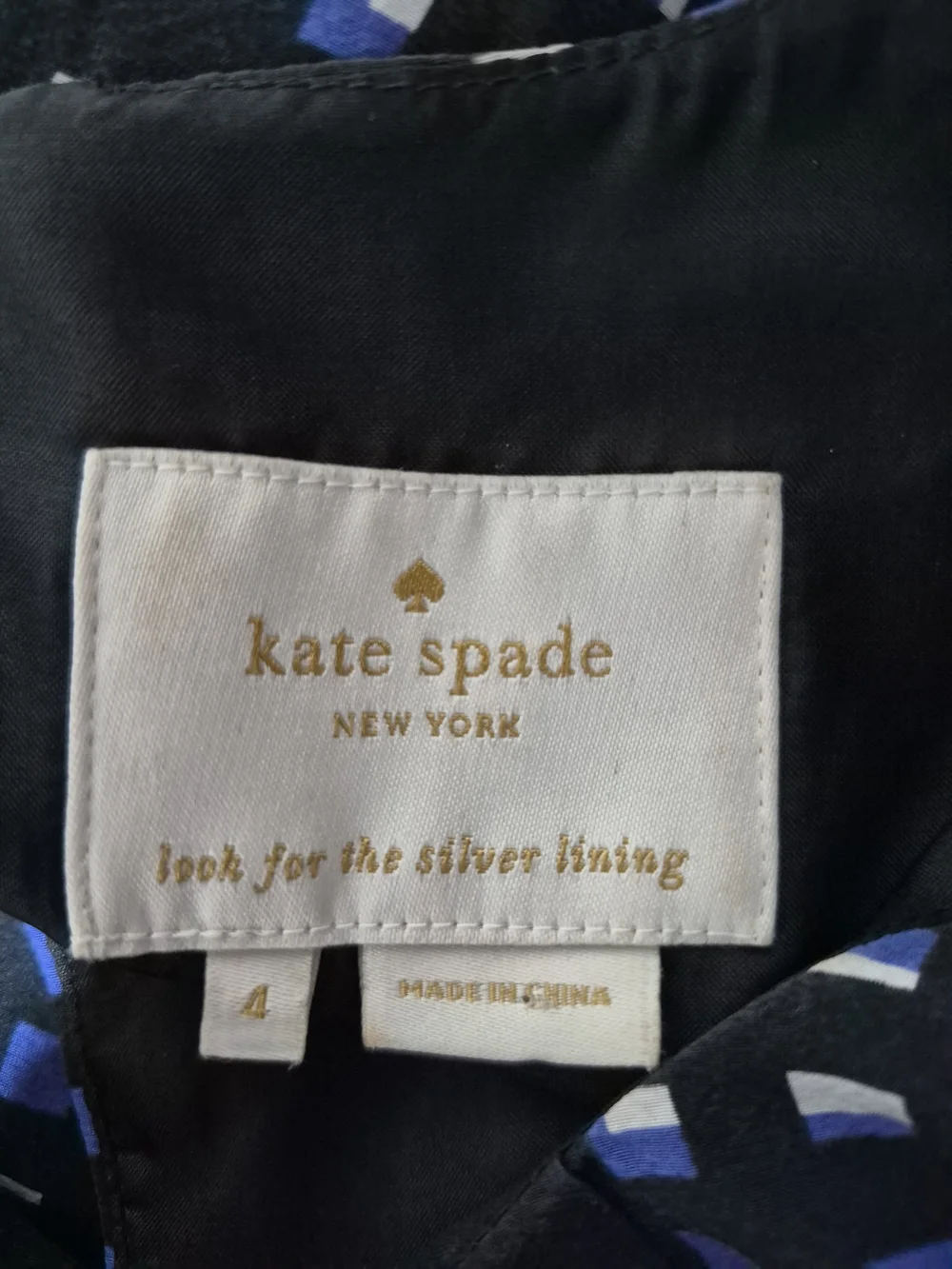 Kate Spade New York Silk/Viscose Geometric Fit & Flare Dress Blue Black Size 4